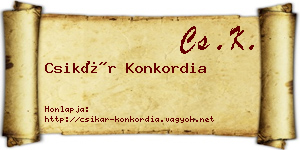 Csikár Konkordia névjegykártya